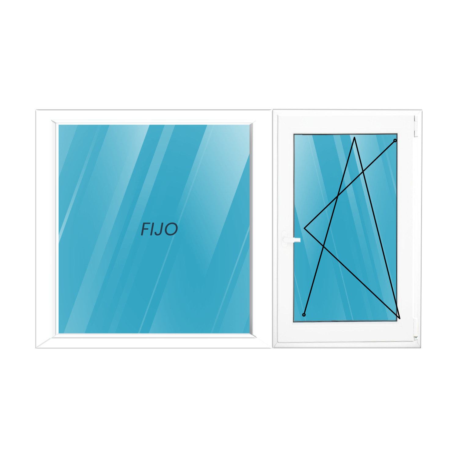 SIN MEDIDAS Ventana Oscilobatiente con fijo en PVC 2400mm X 1500mm Alta prestación - Imagen 1